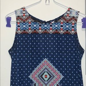 ☀️Medium Dress Orange and Navy print